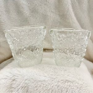Clear textured glass votive candle holders